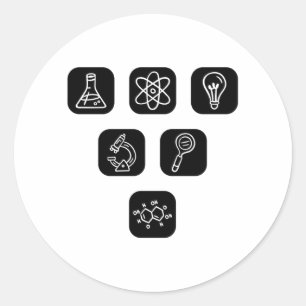 Science Inslag Items Runt Klistermärke