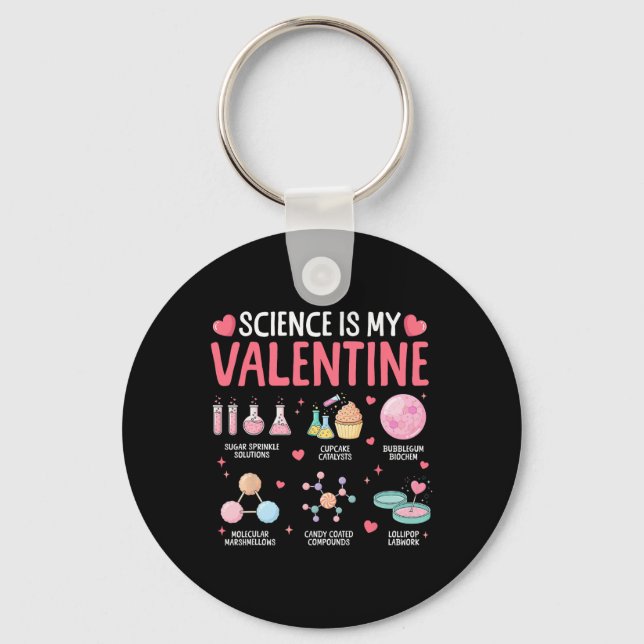 Science Is My Valentine Stem Love Chemistry Hearts Nyckelring (Framsida)
