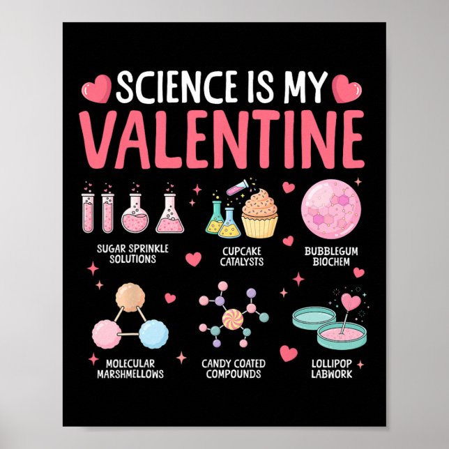 Science Is My Valentine Stem Love Chemistry Hearts Poster (Framsidan)