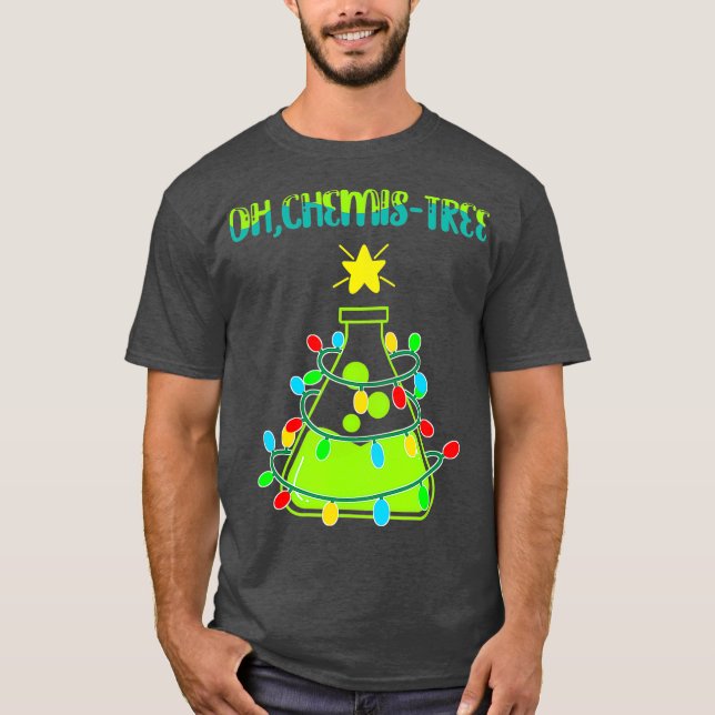 Science Julgran Pun Oh Chemistree Funny T Shirt (Framsida)