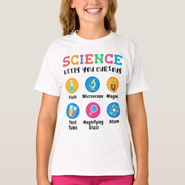 Science keeps you curious t shirt (Framsida)