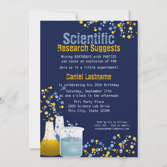 Science Lab Birthday bjudande Inbjudningar (Framsida)