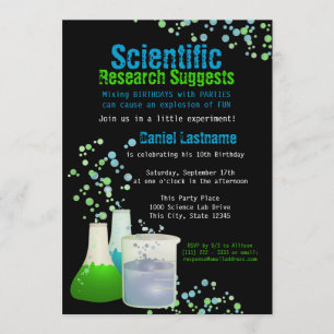 Science Lab Birthday Inbjudningar