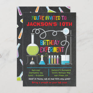 Science Lab Experiment Födelsedagsfest inbjudan