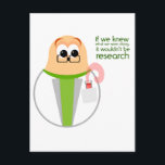 Science Lab Researcher-vykort Vykort<br><div class="desc">Om vi visste vad vi gjorde,  skulle det inte kallas forskningstecken med lustig labbforskare tecknade figurer från småpotatis. Det är en underbar gåva till vilken vetenskapsman som helst eller vetenskapsman som helst i ett forskaryrke.</div>