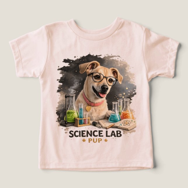 Science Lab Superstar Söt Hund med Glasögon T Shirt (Design Framsida)