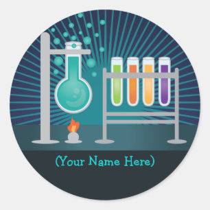 Science Laboratory Birthday Stickers Runt Klistermärke