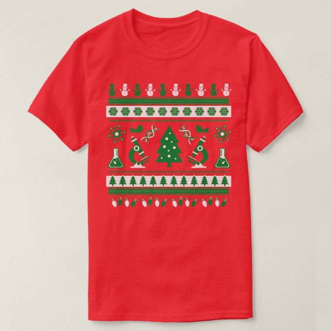 Science Laboratory Ugly Christmas Sweater Premium  T Shirt (Design framsida)