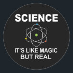 Science Like Magic But Real Runt Klistermärke<br><div class="desc">Great shirt for those who love science as a teacher or student. Whether it's chemistry,  biology,  physics,  chemistry,  or math,  Retro vintage sunset unique style design for people who love Science teacher,  student,  scientist,  physics,  chemistry,  biology.</div>