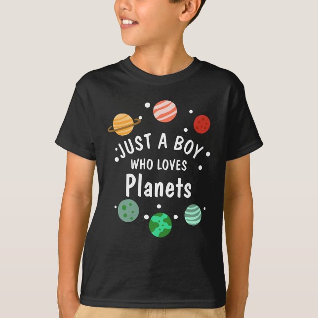 Science Nerd Rymden Boy WHO Kärlek Planets T Shirt (Framsida)