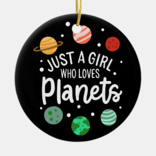 Science Nerd Rymden Girl som Kärlek Planets Julgransprydnad Keramik