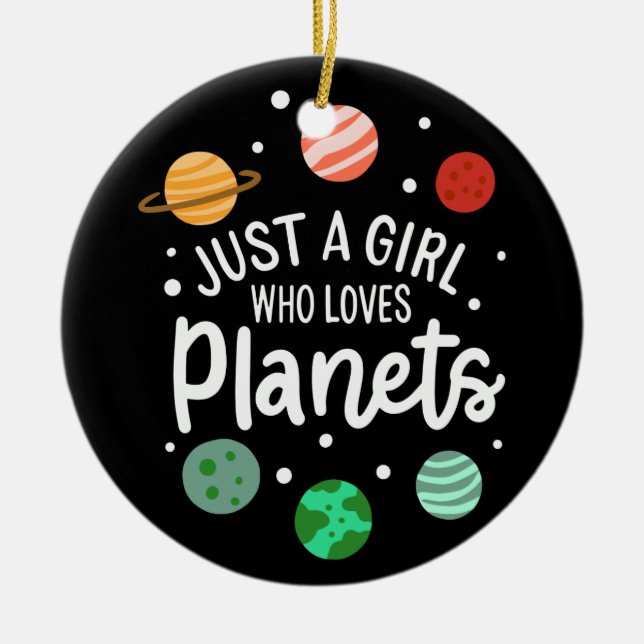 Science Nerd Rymden Girl som Kärlek Planets Julgransprydnad Keramik (Framsidan)