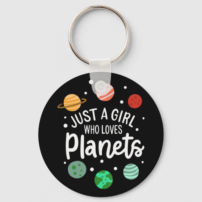Science Nerd Rymden Girl som Kärlek Planets Nyckelring (Framsida)