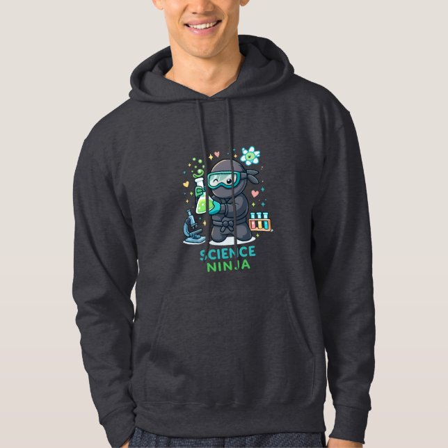 Science Ninja – Cute Chemist Cartoon DesigCamiseta Hoodie (Framsida)