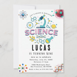 Science Party Birthday bjudande Inbjudningar