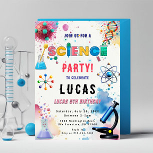 Science Party Birthday bjudande Inbjudningar