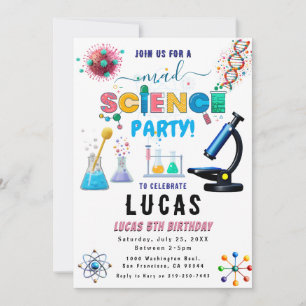 Science Party Birthday bjudande Inbjudningar
