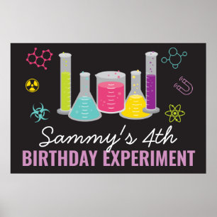 Science Party Sign in Rosa Poster