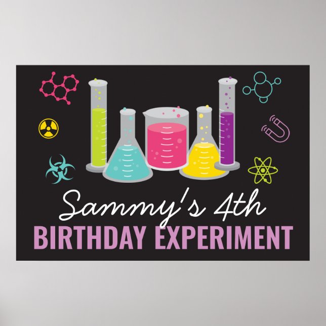 Science Party Sign in Rosa Poster (Framsidan)