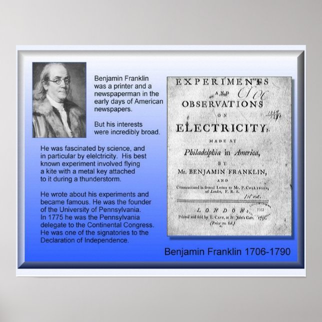 Science Physics Electricity Benjamin Franklin Poster (Framsidan)