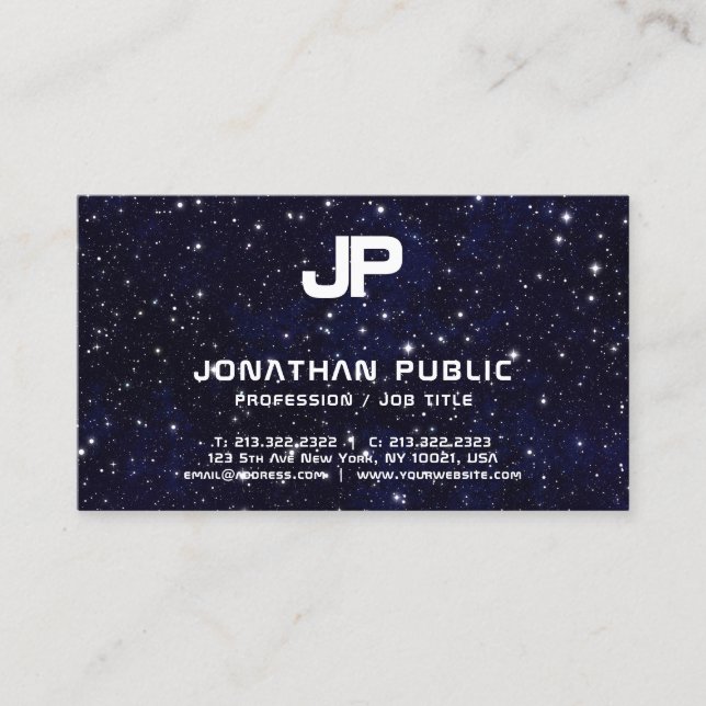Science Physics Space Universe Monogram Plain Visitkort (Framsida)