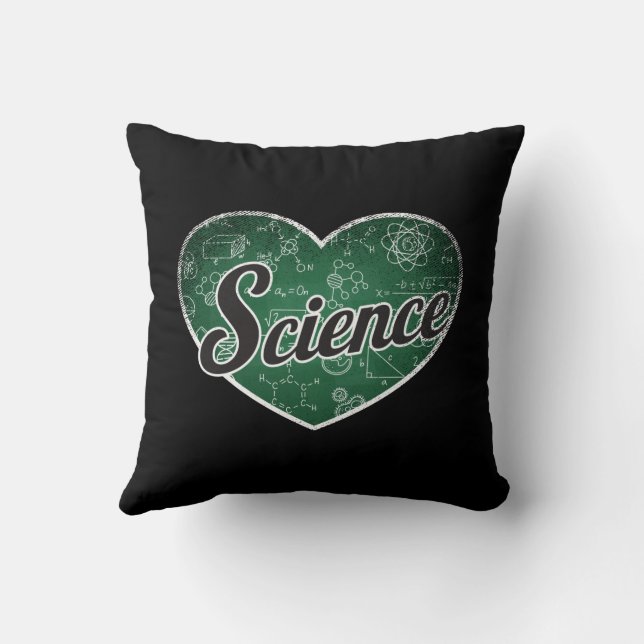 Science Retro Heart Blackboard Kärlek Kudde (Baksida)