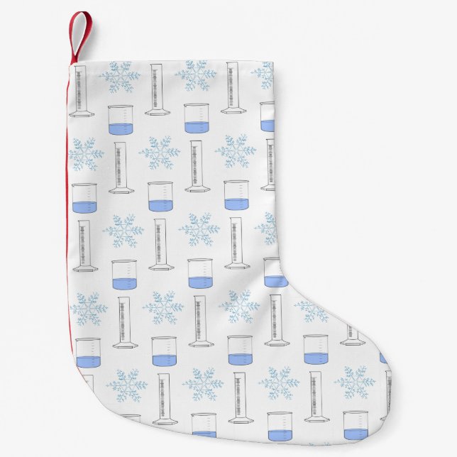 Science Snowflake Beaker Graduated Cylinder Winter Liten Julstrumpa (Framsidan)