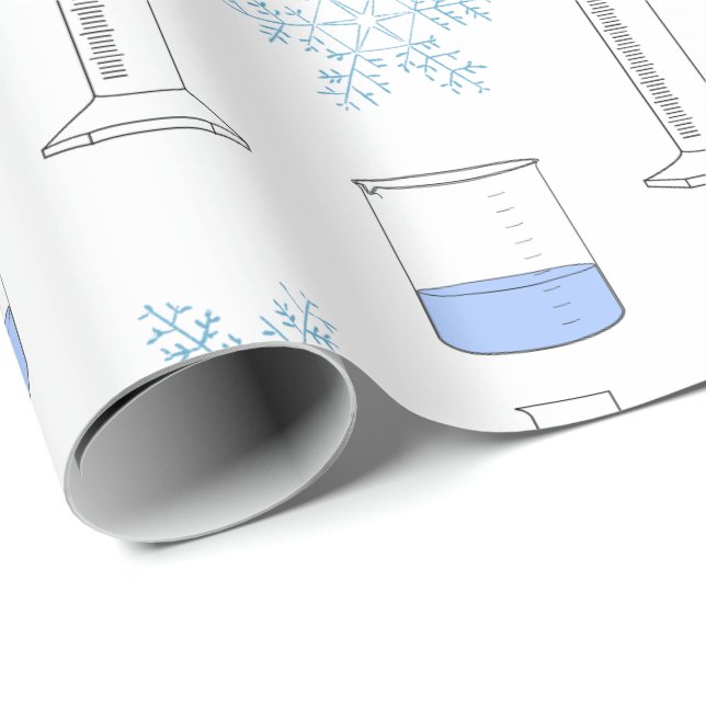 Science Snowflake Beaker Graduated Cylinder Winter Presentpapper (Rullad Hörn)