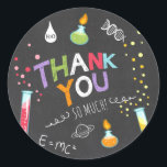 Science Sticker Tack för att du födelsedag Lab Runt Klistermärke<br><div class="desc">♥ din egen perfekt,  Cupkaka Topper och Kuvert Seal! Vetenskapligt tema.</div>