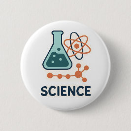 Science Subjekt Sticker - kolv, molekyler och atom Knapp