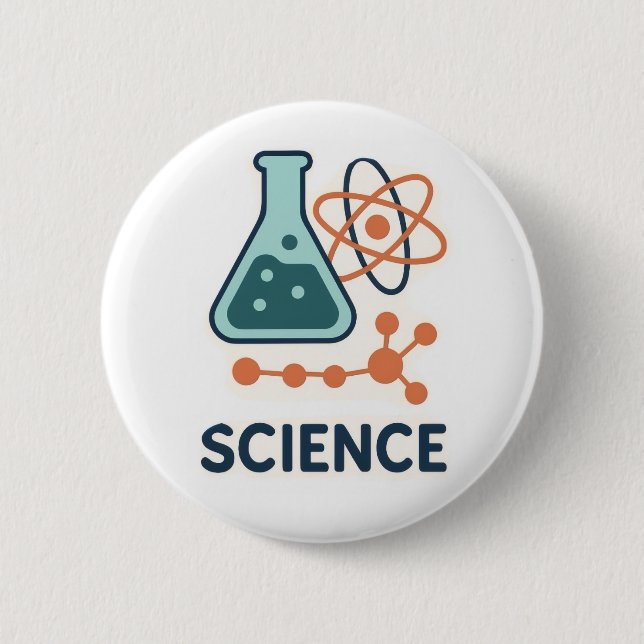 Science Subjekt Sticker - kolv, molekyler och atom Knapp (Framsida)
