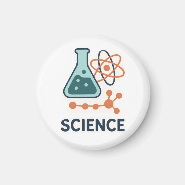 Science Subjekt Sticker - kolv, molekyler och atom Magnet (Framsidan)
