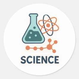 Science Subjekt Sticker - kolv, molekyler och atom Runt Klistermärke