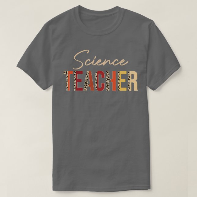 Science Teacher leopard Fall Autumn Älskare Thanks T Shirt (Design framsida)
