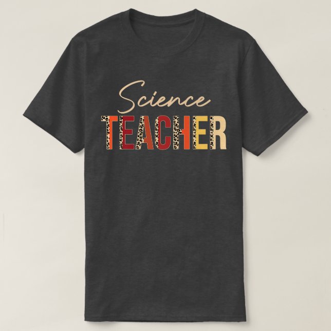 Science Teacher leopard Fall Autumn Älskare Thanks T Shirt (Design framsida)
