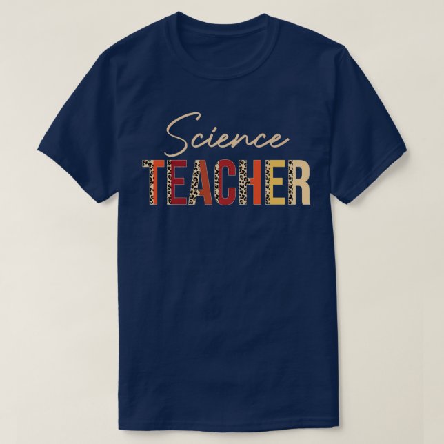 Science Teacher leopard Fall Autumn Älskare Thanks T Shirt (Design framsida)