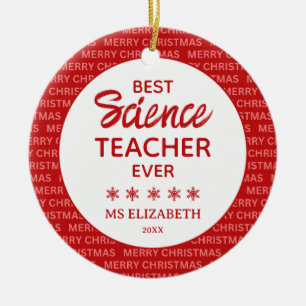Science Teacher Typography jul Red Julgransprydnad Keramik