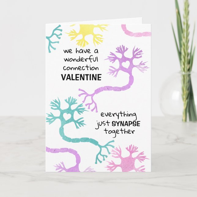 Science Valentine Neuron Biology Teacher Geek Kort (Framsida)
