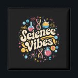 Science Vibes Groovy, första dagen i Back to schoo Magnet<br><div class="desc">Science Vibes Retro Första dagen för Back to school Groovy-läraren</div>
