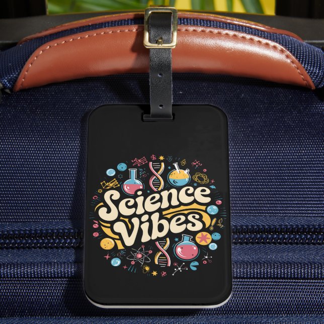 Science Vibes Groovy Första Skoldagen  Bagagebricka (Framsida Insitu 2)