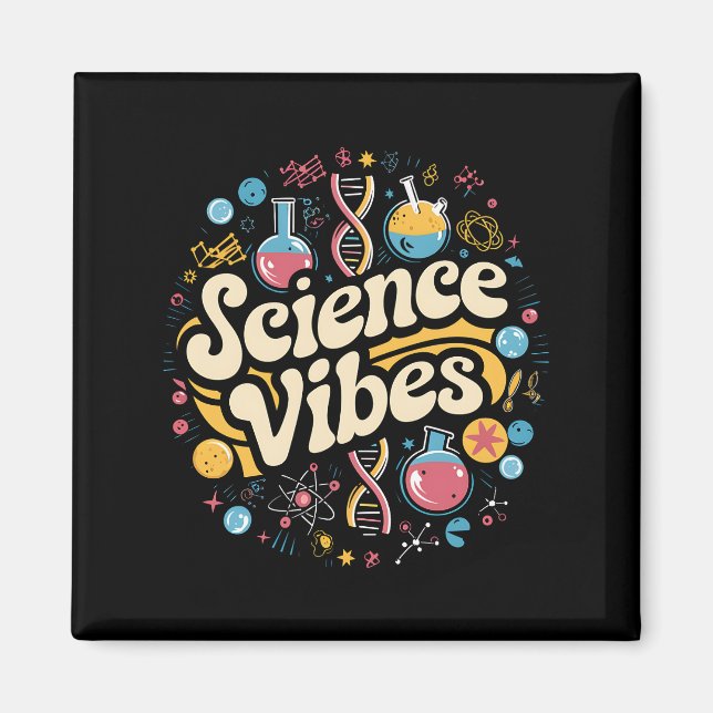 Science Vibes Groovy Första Skoldagen  Magnet (Framsidan)