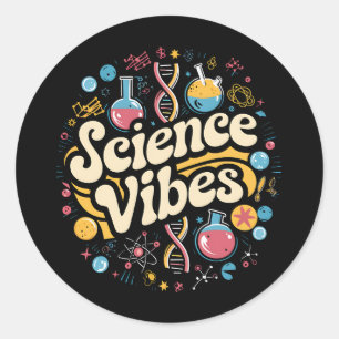 Science Vibes Groovy Första Skoldagen Runt Klistermärke