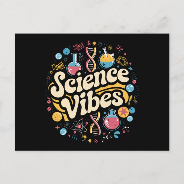 Science Vibes Groovy Första Skoldagen  Vykort (Framsida)