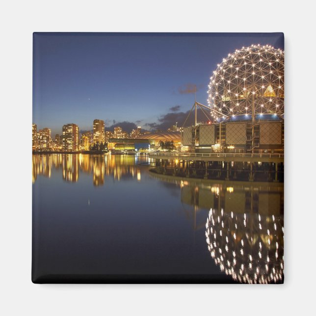Science World och CBD återspeglas i False Creek, Magnet (Framsidan)