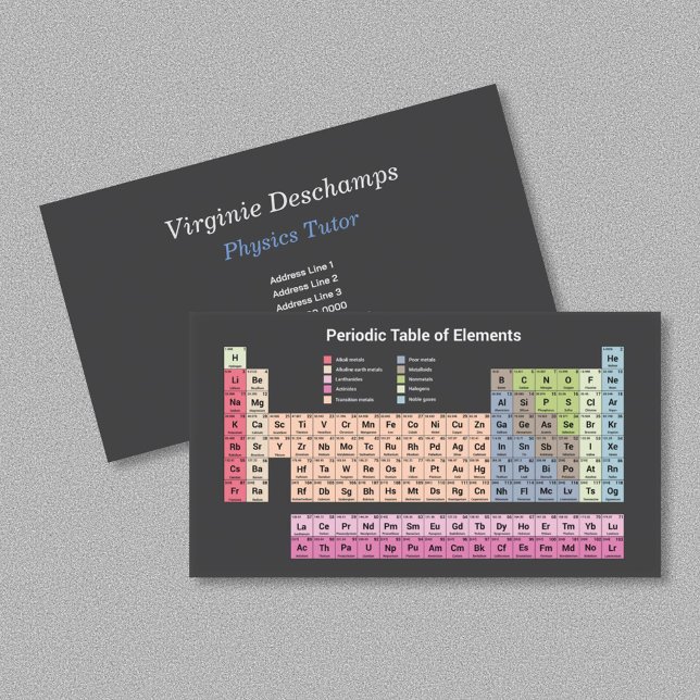 Sciences Physics Tutor - Periodic Bord på Black Visitkort (Sciences Physics Tutor - Periodic Table on Black Business Card)