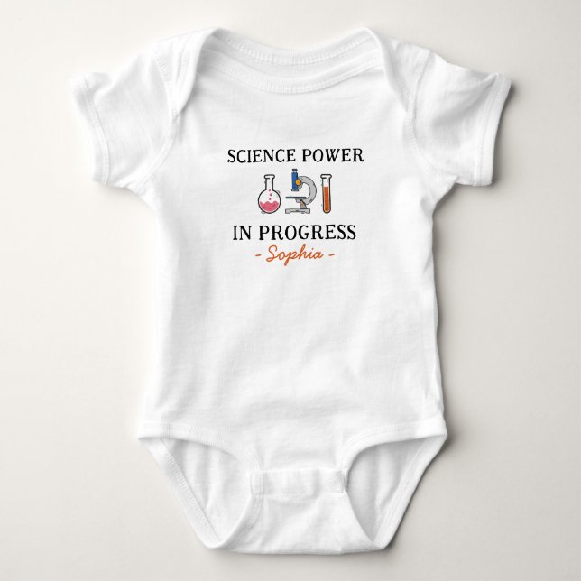 Scientist Baby Shower - Science Power in Progress T Shirt (Framsida)