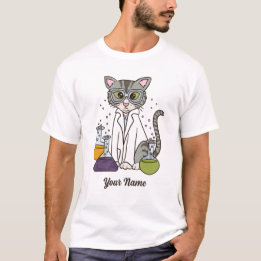 Scientist Cat - Grått Tabby Lab Kattunge Älskare T Shirt