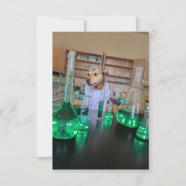 Scientist Funny Cute Hund costume notecard Tack Kort