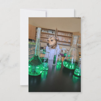 Scientist Funny Cute Hund costume notecard Tack Kort