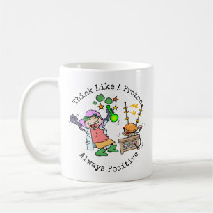 Scientist Funny Quote Tänka som en Proton-Tecknad Kaffemugg